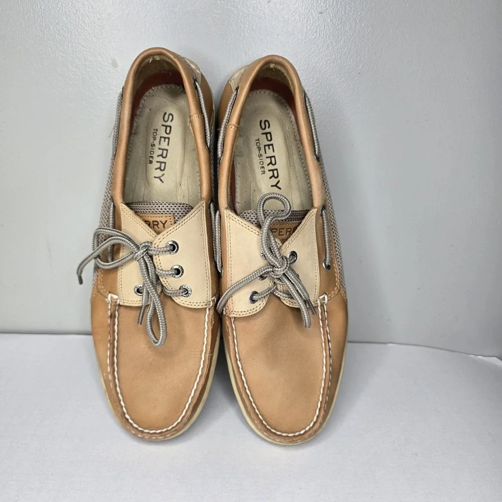 Sperry Shoes Mens 12 Brown Leather Top Sider Boat Deck Moc Toe Casual Comfort
